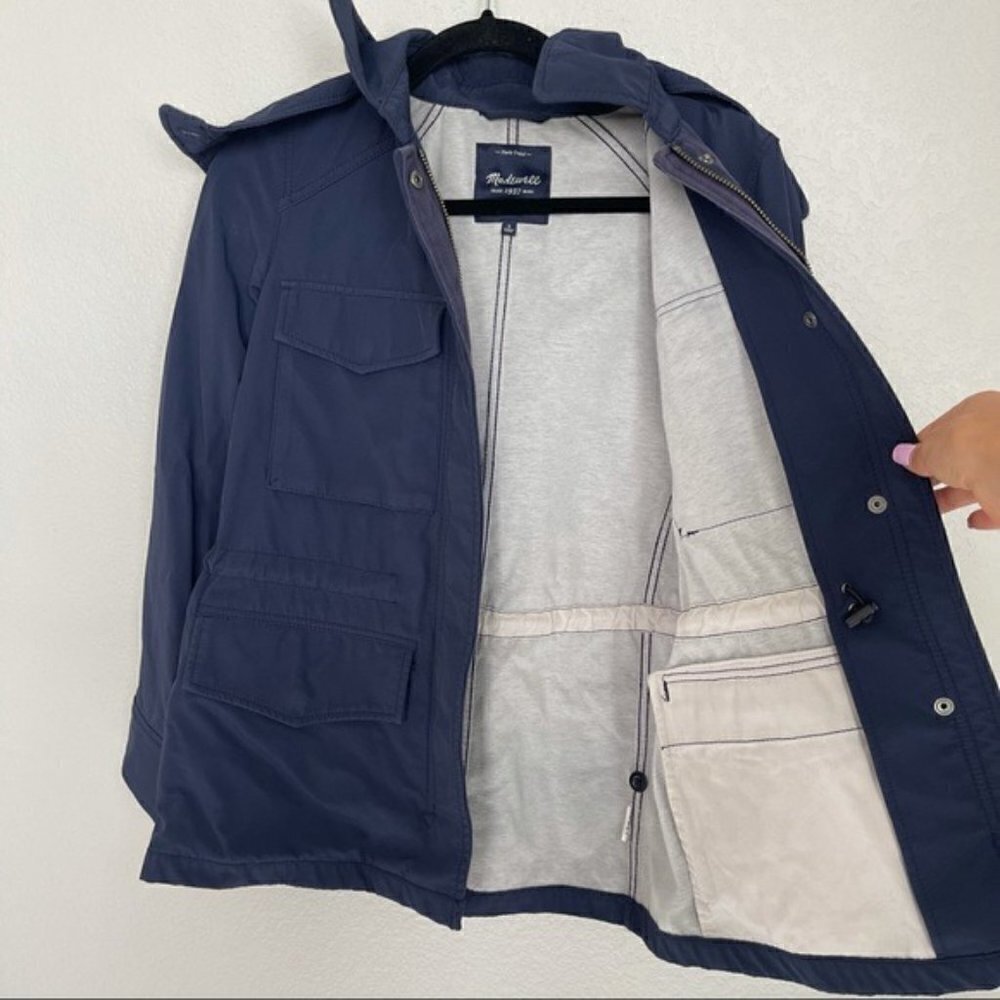 Madewell Fieldwalk Navy Blue Hooded Winter Jacket Women's Size Small S - Picture 4 of 12